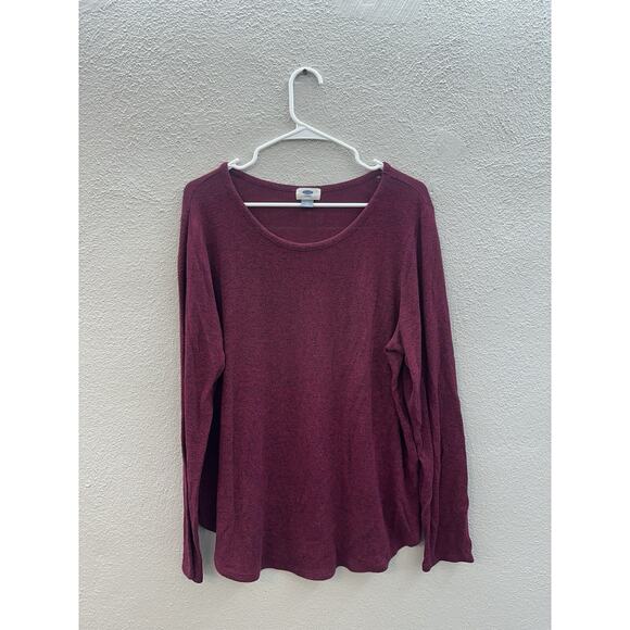 Old Navy Womens Top Size XL Maroon Heathered Long Sleeve Round Neck Soft - Picture 1 of 10